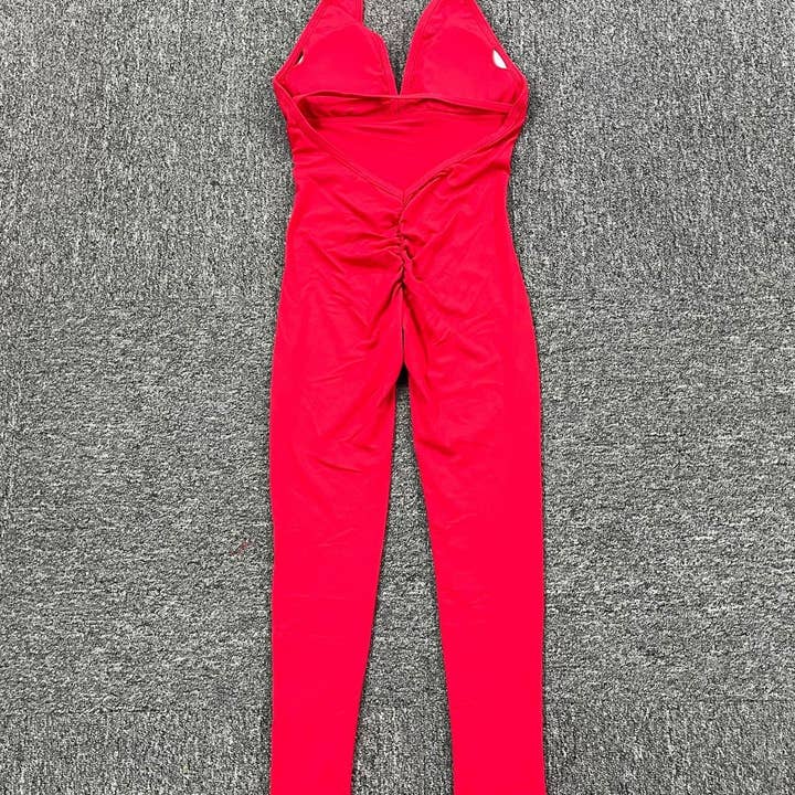 VIGOR - Wholesale Unitard - Women's - Romper Scrunch Butt Jumpsuit Yoga Deep V-neck Clothing Fitne