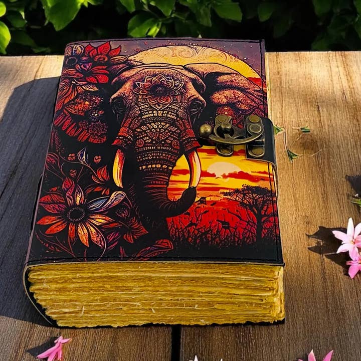 Handmade Elephant Mandala Leather Spiritual Journal for wholesale by MNM HANDICRAFTS