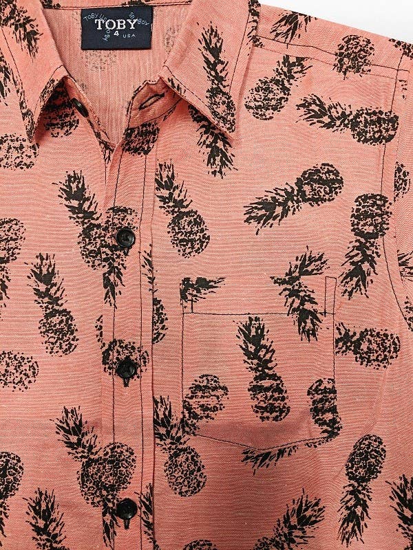 JJ BEBE LAND - Wholesale Button Down Shirt - Kids - Boys Shirt_ Hawaiian Pineapple1