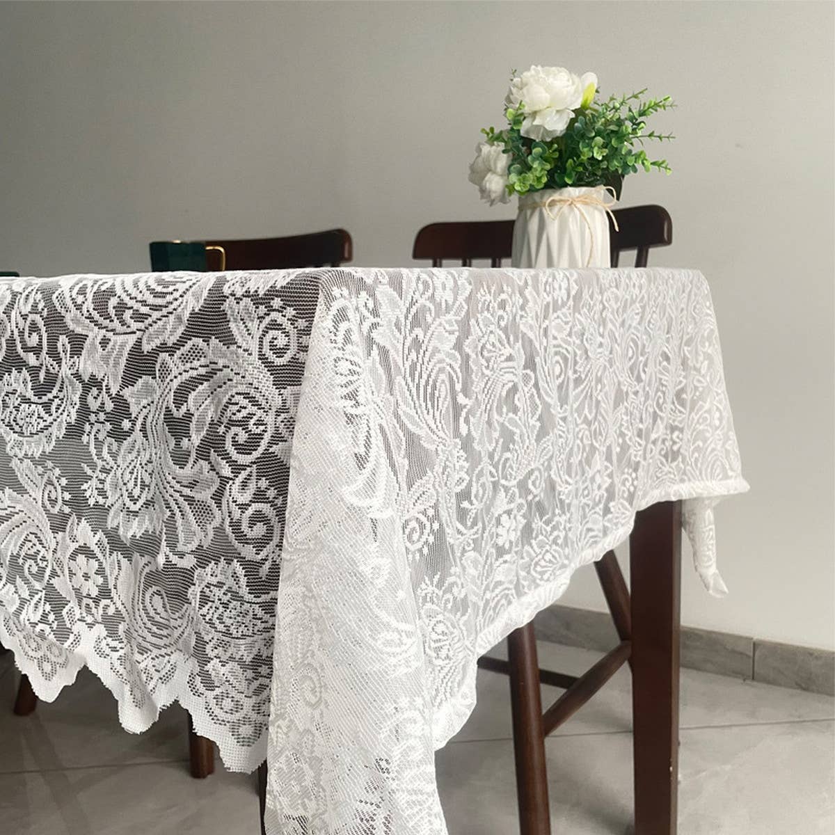 White ROMANTIC LACE TABLECLOTH RECTANGULAR TABLECLOTH_CWMM1722 for wholesale on Faire2
