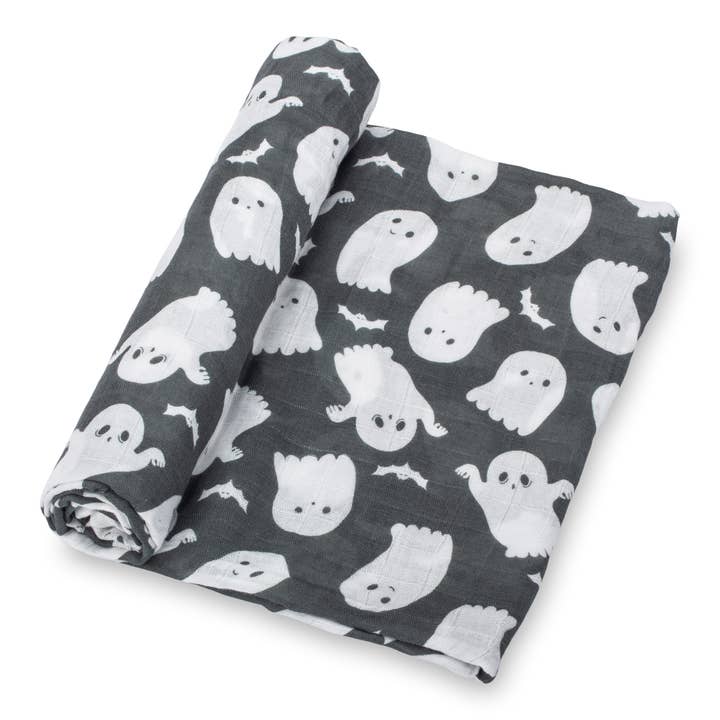 Little Boos Baby Halloween Muslin Swaddle Blanket for wholesale by LollyBanks