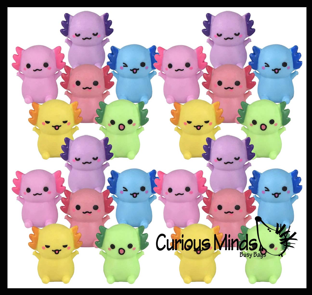 Curious Minds Toys – Engroshandel Legetøjsfigurer - Børn – Sæt med 100 axolotl-figurer – søde små dyrefigurer6
