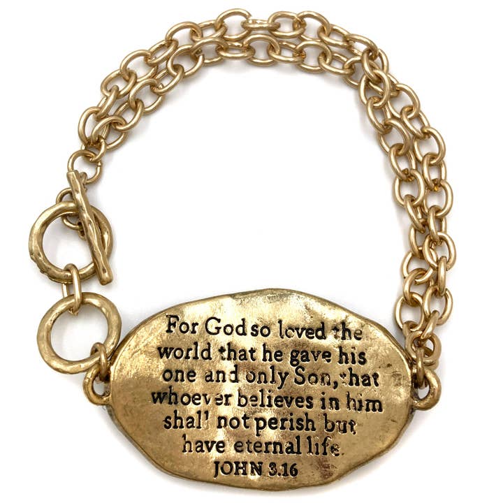 Lunar Deer – wholesale Charm/dangle bracelet – Bible Prayer John 3:16 Cross Chain Toggle Clasp Bracelet2