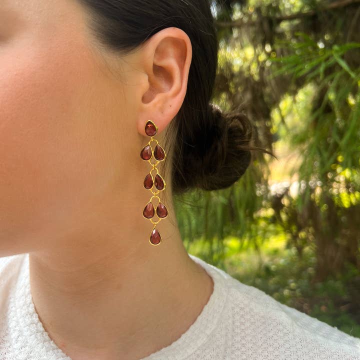 Elyssa Bass Designs - Wholesale Dangle earrings - Pink Quartz, Feather Drop Gemstone Earrings1