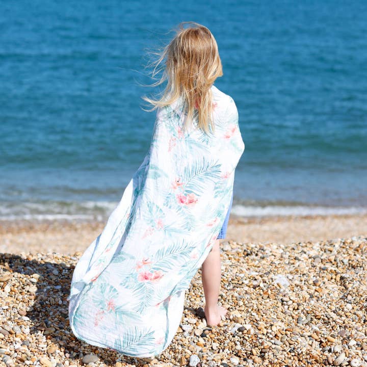 Tropical Extra Large Muslin / Swaddle Blanket for wholesale by Beach Born Salcombe Ltd