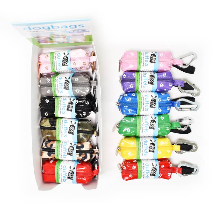 Doggie Walk Bags - Wholesale Pet Poop Bag Dispenser - Black Paw Duffel Poop Bag Holder