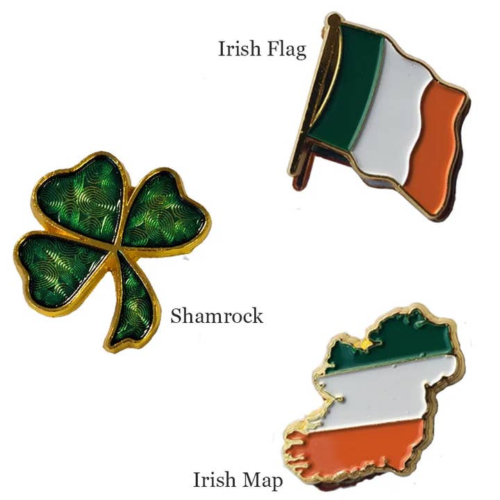 Colorful Irish Symbol Lapel Pins - Flag, Shamrock & More for wholesale by Dublin Gift Company