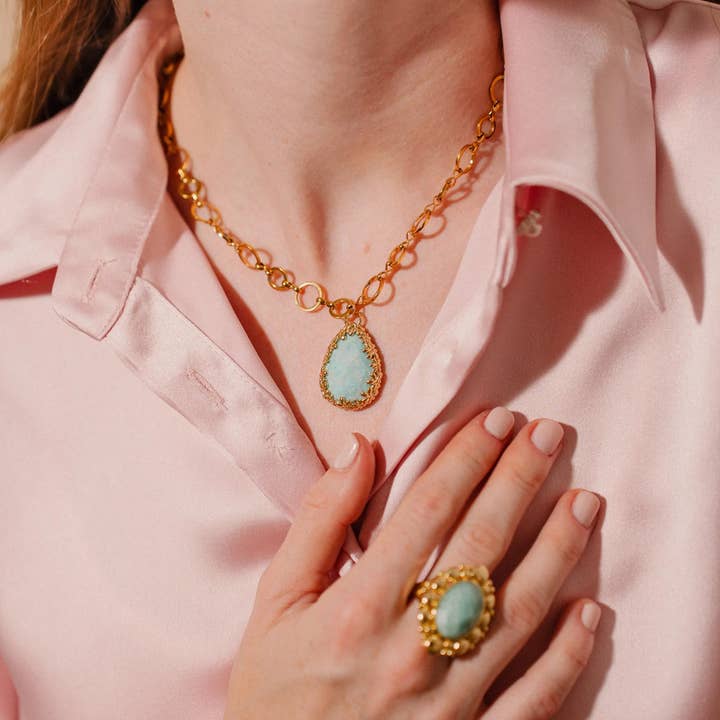 PHOEBE´S - Vente Parures de bijoux - Collier en pierre verte, pendentif amazonite, parure de bijoux3