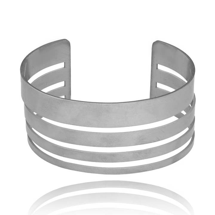 Brazalete de Plata en Acero Inoxidable con Incrustaciones para venta al por mayor de IngrossoFashion by INCI SRL