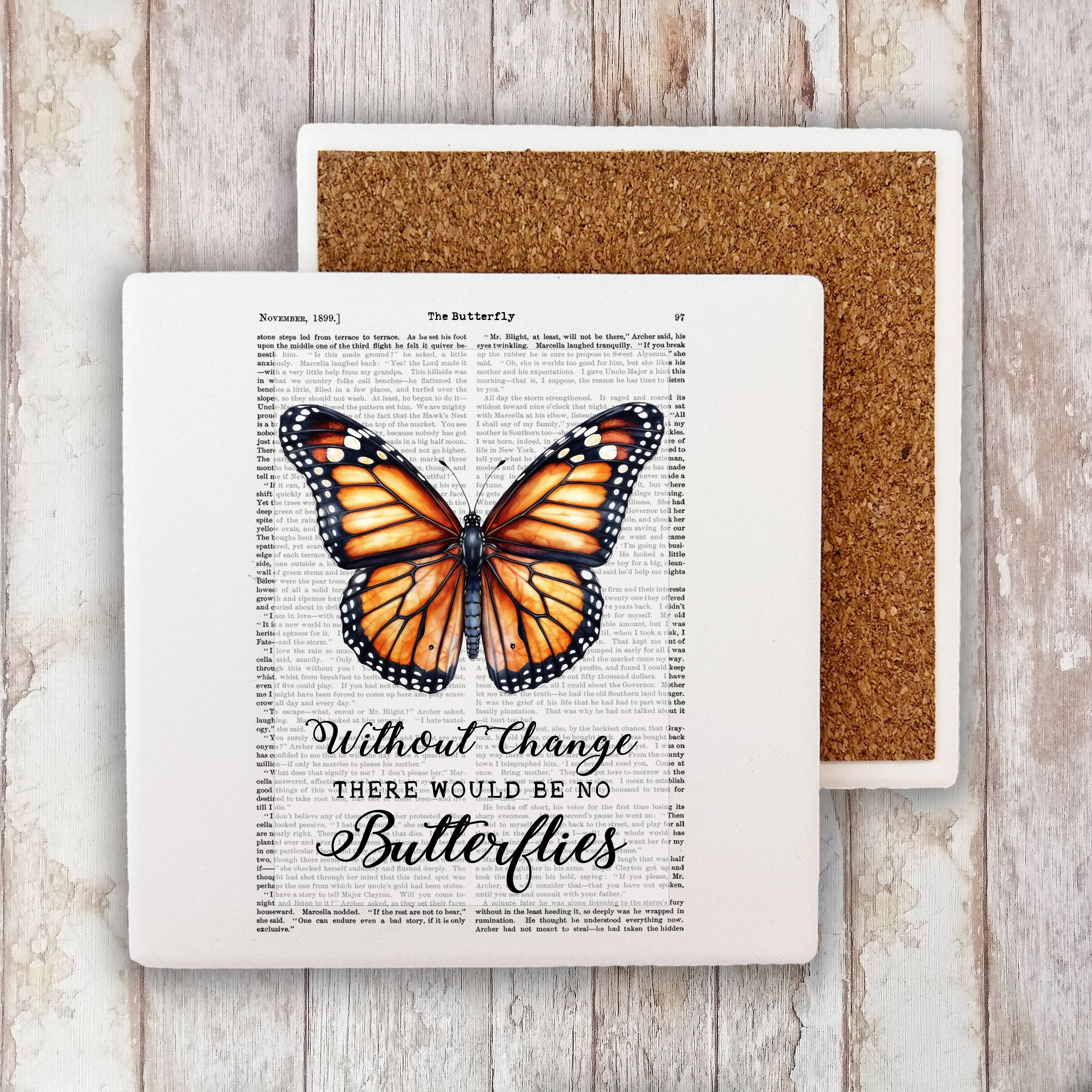 Avery Lane Gifts - Wholesale Coasters - Vintage Monarch Butterfly Quote Stone Coaster0