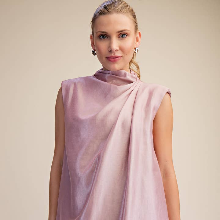 Sleeveless Shoulder Pad Gathered Detail Mini Dress for wholesale by Glam