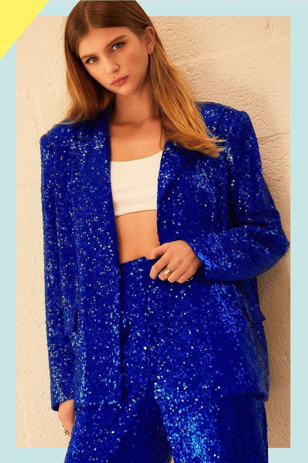 Main Strip - Wholesale Blazer - Women's - Sequin Power Suit Set – Sparkle Outfit Ready to Ship Party 5
