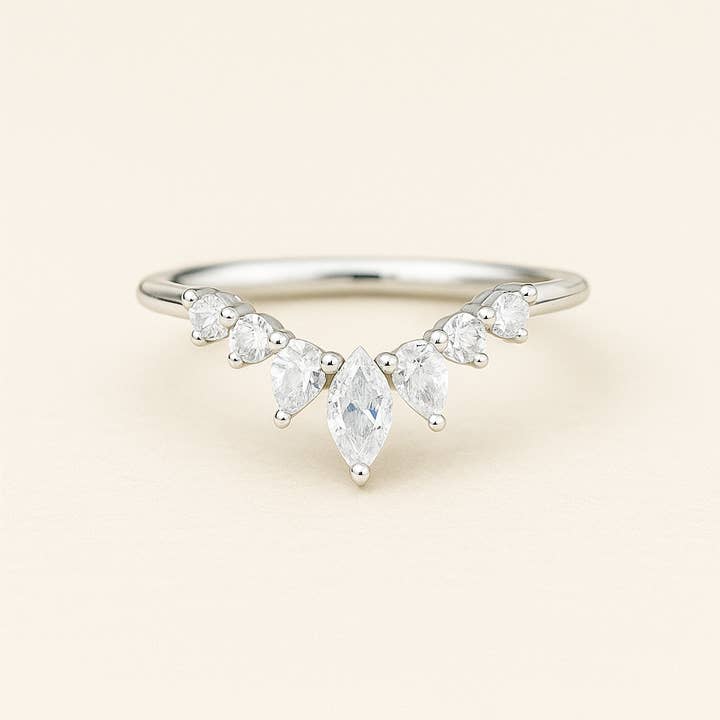 925 Silver Pear cut Half eternity Band for wholesale by GEMPARA