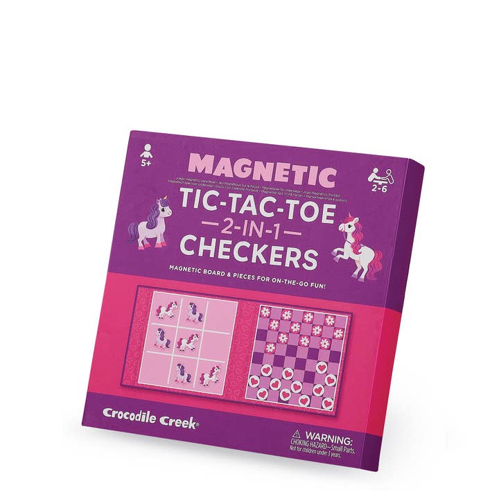 Magnetic Game - Tic Tac Toe & Checkers - Unicorn for wholesale by Crocodile Creek