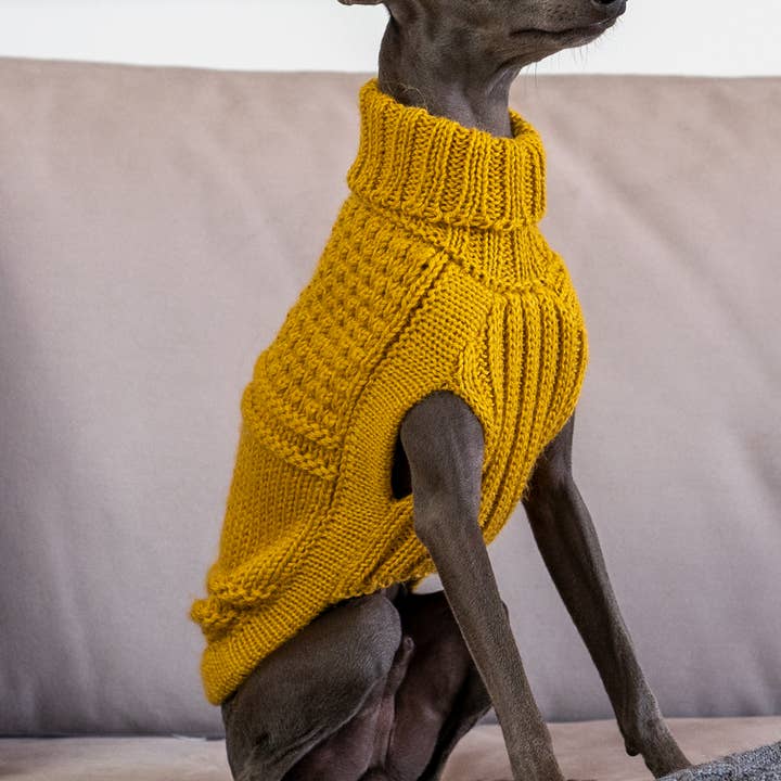 Camisola Óscar Mostarda Alpaca para Cão por atacado de Alqo Wasi