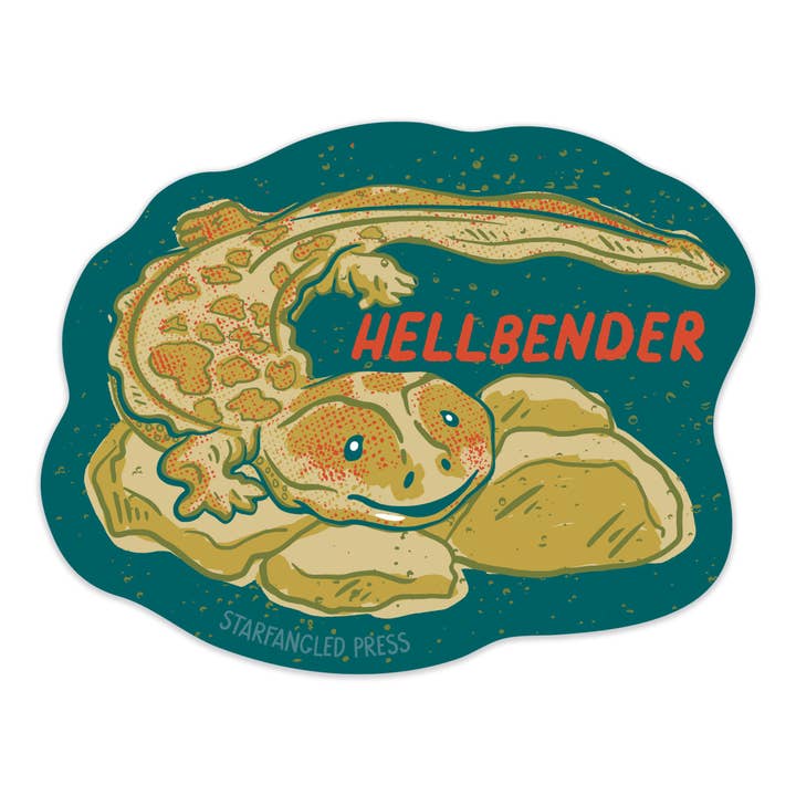 Hellbender Cutie Sticker for wholesale by Starfangled Press