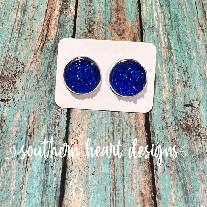 Royal Blue Stud Earrings for wholesale by Southern Heart Designs