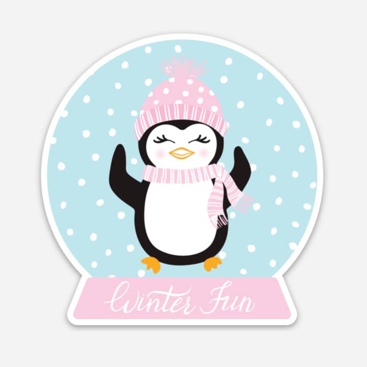 Oh So Chic Designs - Wholesale Sticker - Winter Fun Vinyl Snow Globe Penguin Sticker