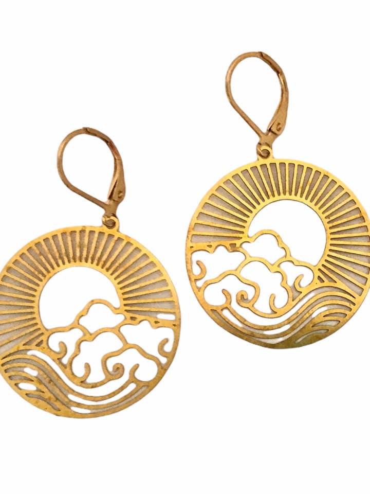 Brass Round Cloud Earrings for wholesale by Dreamspirit