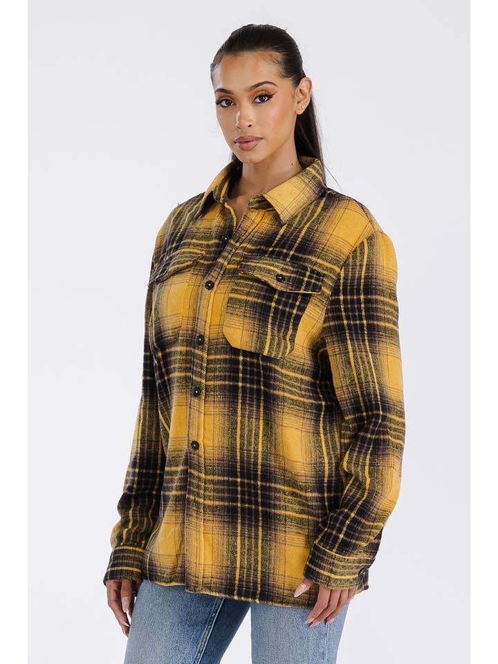 WEIV - Vente Veste-chemise – femme - Manteau surdimensionné en flanelle souple Boyfriend4