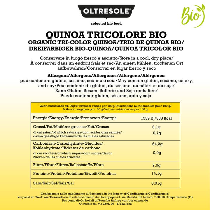 Oltresole – Grãos integrais por atacado – QUINOA TRICOLOR BIO 350 g5