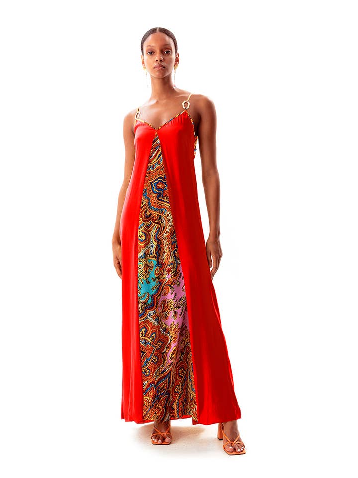 POPPY V-NECK MAXI DRESS - ORGANIC VEGAN "SILK" for wholesale by Movom Swimwear