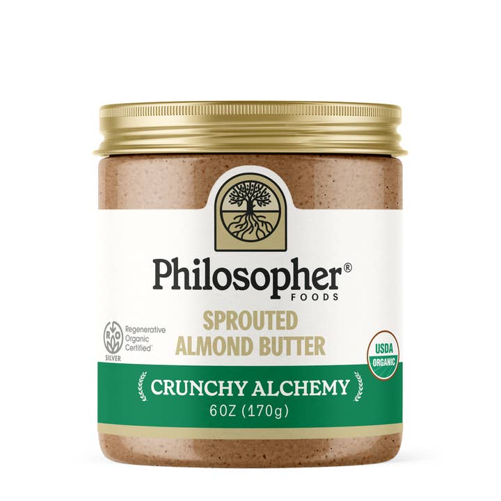 Crunchy Alchemy Sprouted Almond Butter 6oz for wholesale by Philosopher Foods