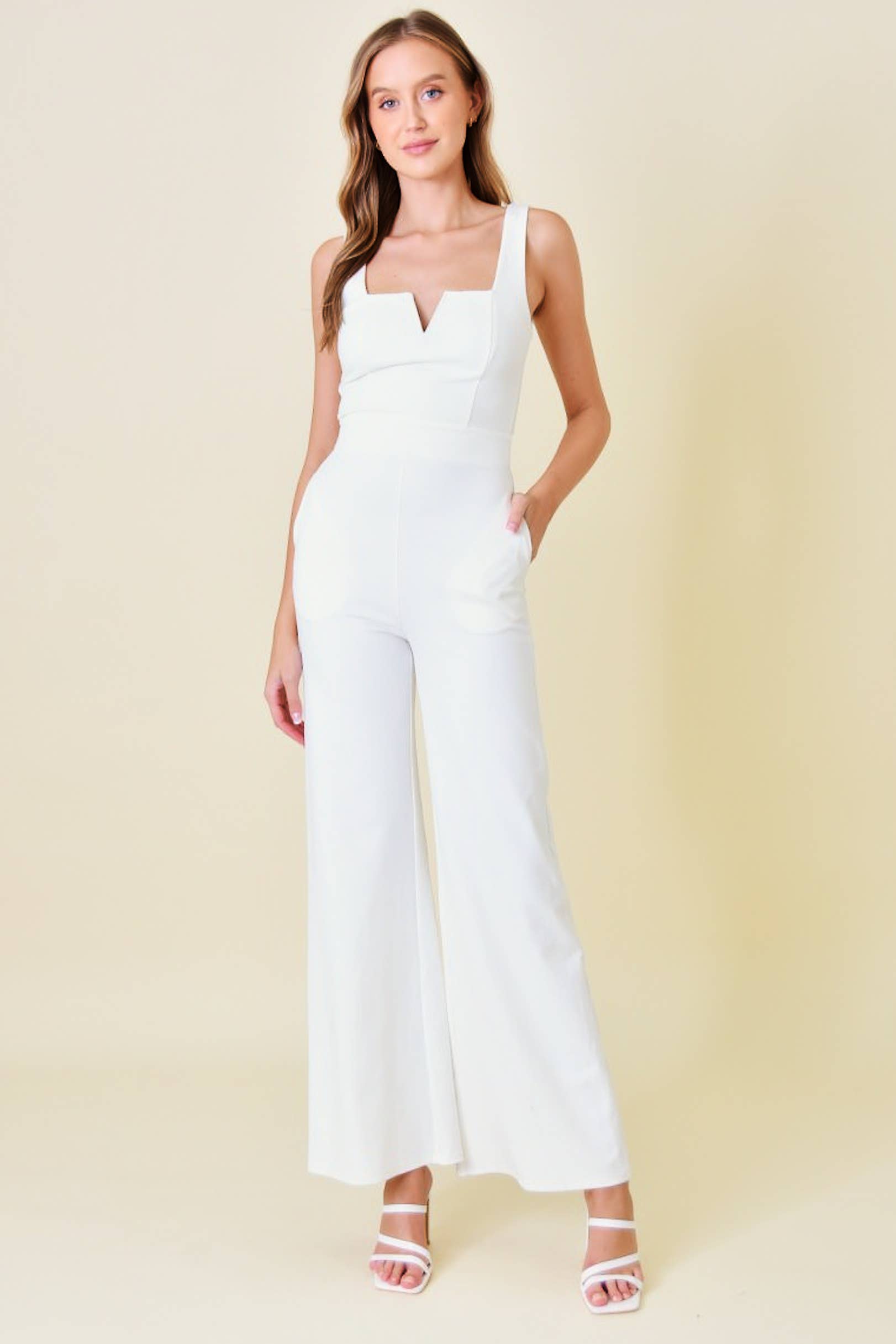 Fore Collection - Wholesale Jumpsuit - Women's - Sleeveless Fitted Jumpsuit With Pockets - PD6148AFOLN