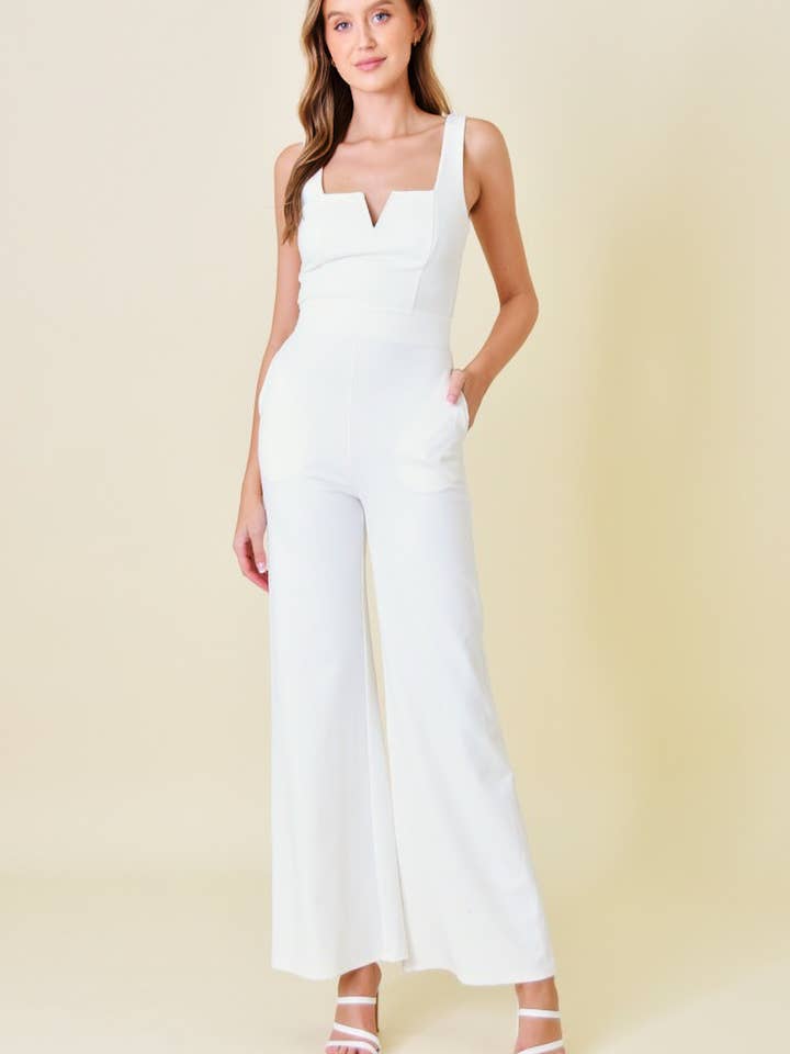 Ærmeløs figursyet jumpsuit med lommer - PD6148AFOLN for engroshandel hos Fore Collection