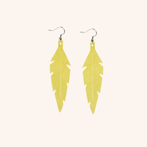Viaminnet - Wholesale Dangle Earrings - FEATHERS Midi, Yellow