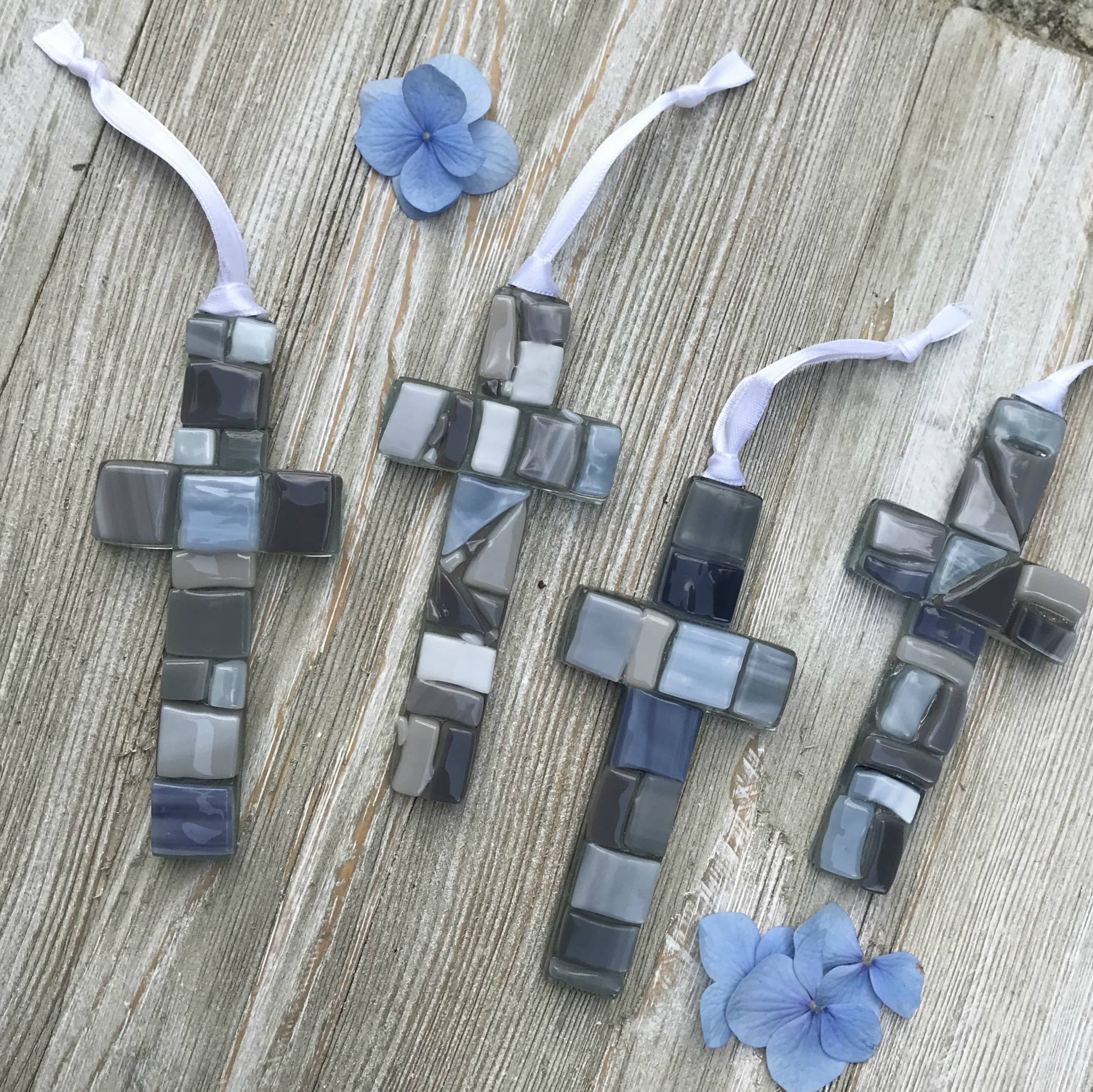 The Grandparent Gift Co. Inc. - Wholesale Ornament - Graduation Gift: USA Handmade Mosaic Glass Cross 44922