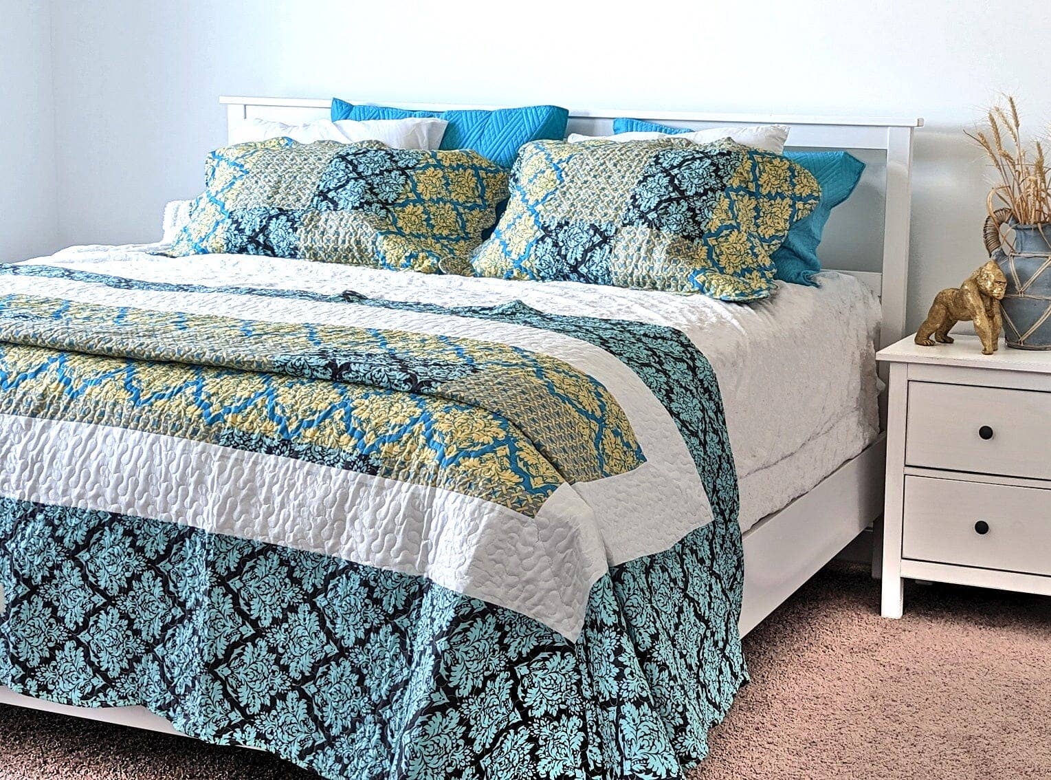 Tache Home Fashion - Wholesale Bedding Set - Tache Teal Turquoise Scalloped Reversible Bedspread Queen0