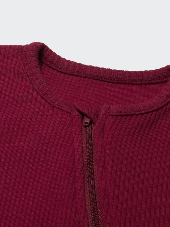 DreamBuy - Vendita all'ingrosso Pigiamino - Neonati - Tutina da notte con zip rossa bordeaux2