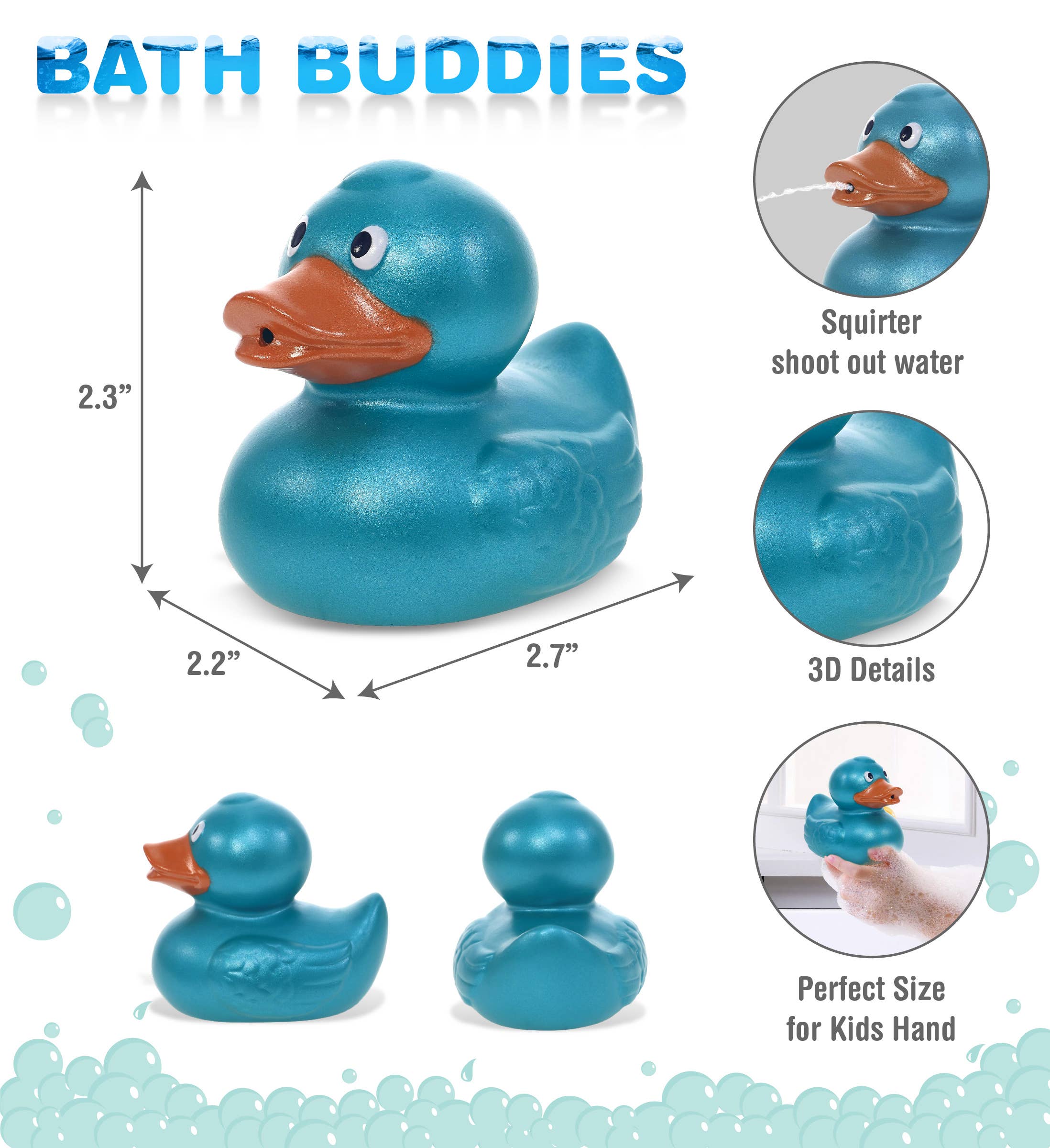 Cota Global - Wholesale Bath Toy - Baby - Squirter - Metallic Blue Duck1