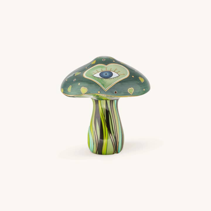 Karma And Luck - Wholesale Decorative Tabletop Object - Loving Earth - Evil Eye Heart Mushroom Statue