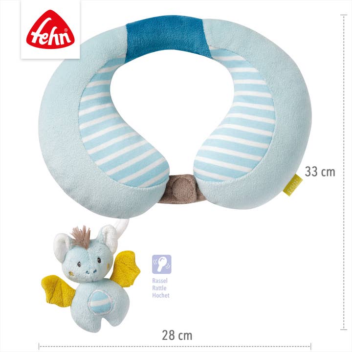 Fehn - Wholesale Travel Pillow - Kids & Baby - Bat neck support - neck pillow with rattle animal4