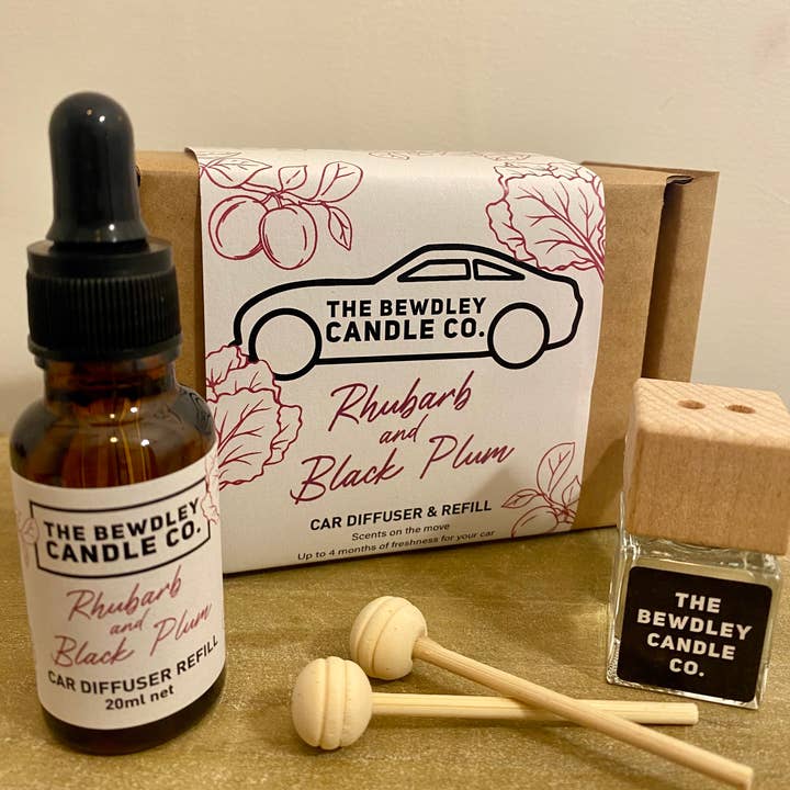 Rhubarb & Black Plum Car Diffuser for wholesale by The Bewdley Candle Co.