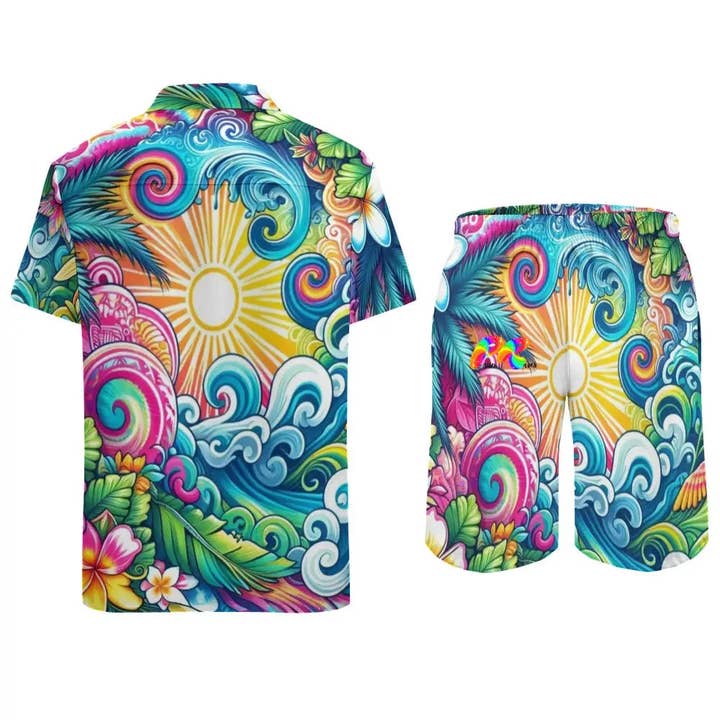 White Euphoric Tides Men's Rave Swimwear for wholesale on Faire