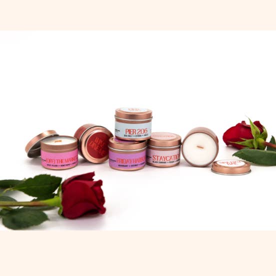 2 oz Mini Travel Tin Candle | Unlabeled or Private Label for wholesale by Noir Lux Candle Co