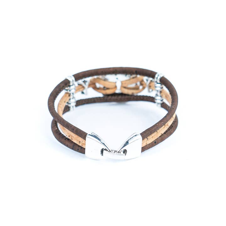 Meninas Bonitas Cork - Wholesale Bangle Bracelet - 3mm natural and colored cork wire and alloy hardware handmade women's fashion bracelet DBR-046-MIX-55