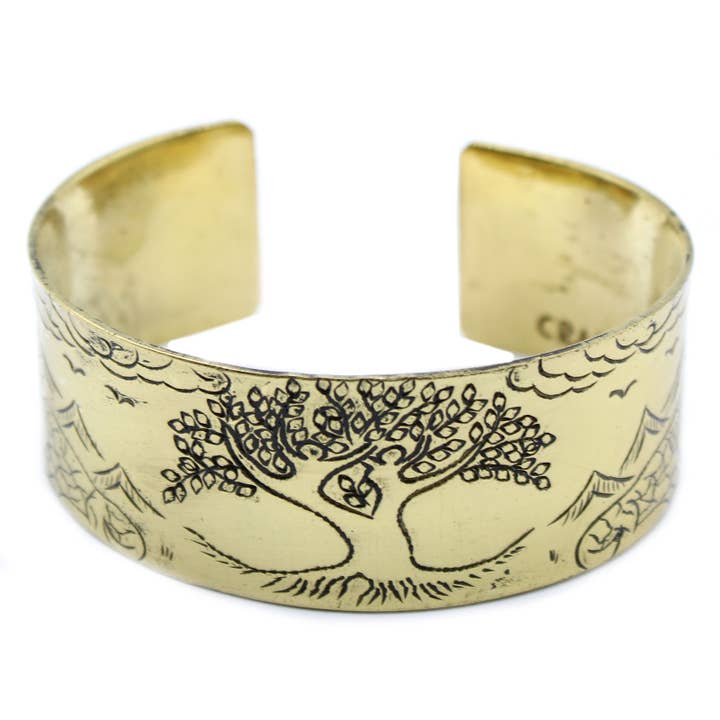 Brass Tibetan Mantra Bracelet - Tree of Life for wholesale by Ancient Wisdom