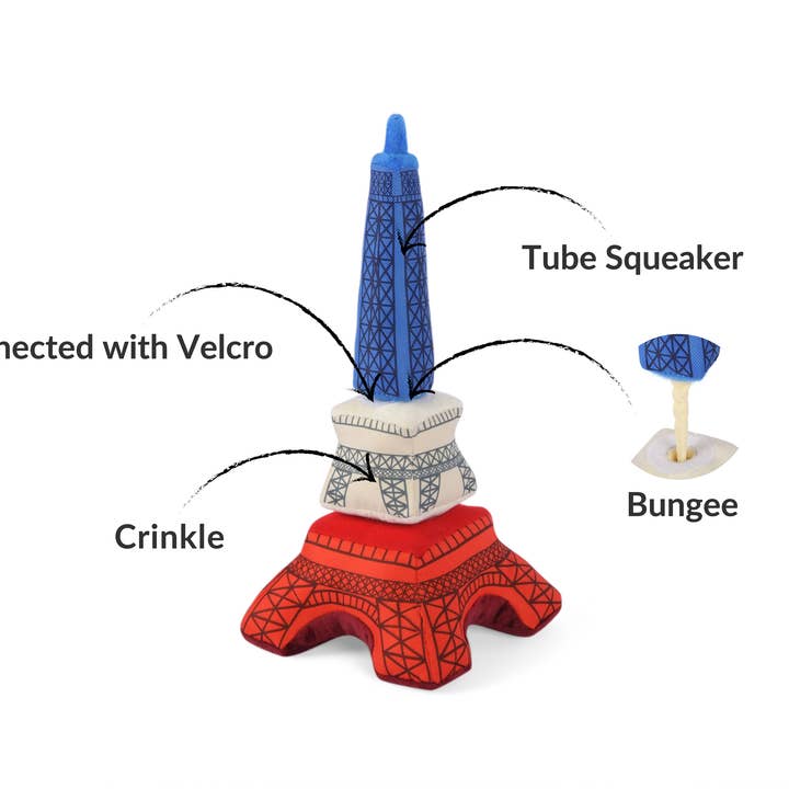 P.L.A.Y. Pet Lifestyle and You - Wholesale Pet Plush Toy - Dog - Totally Touristy - Paris Eiffel Tower1