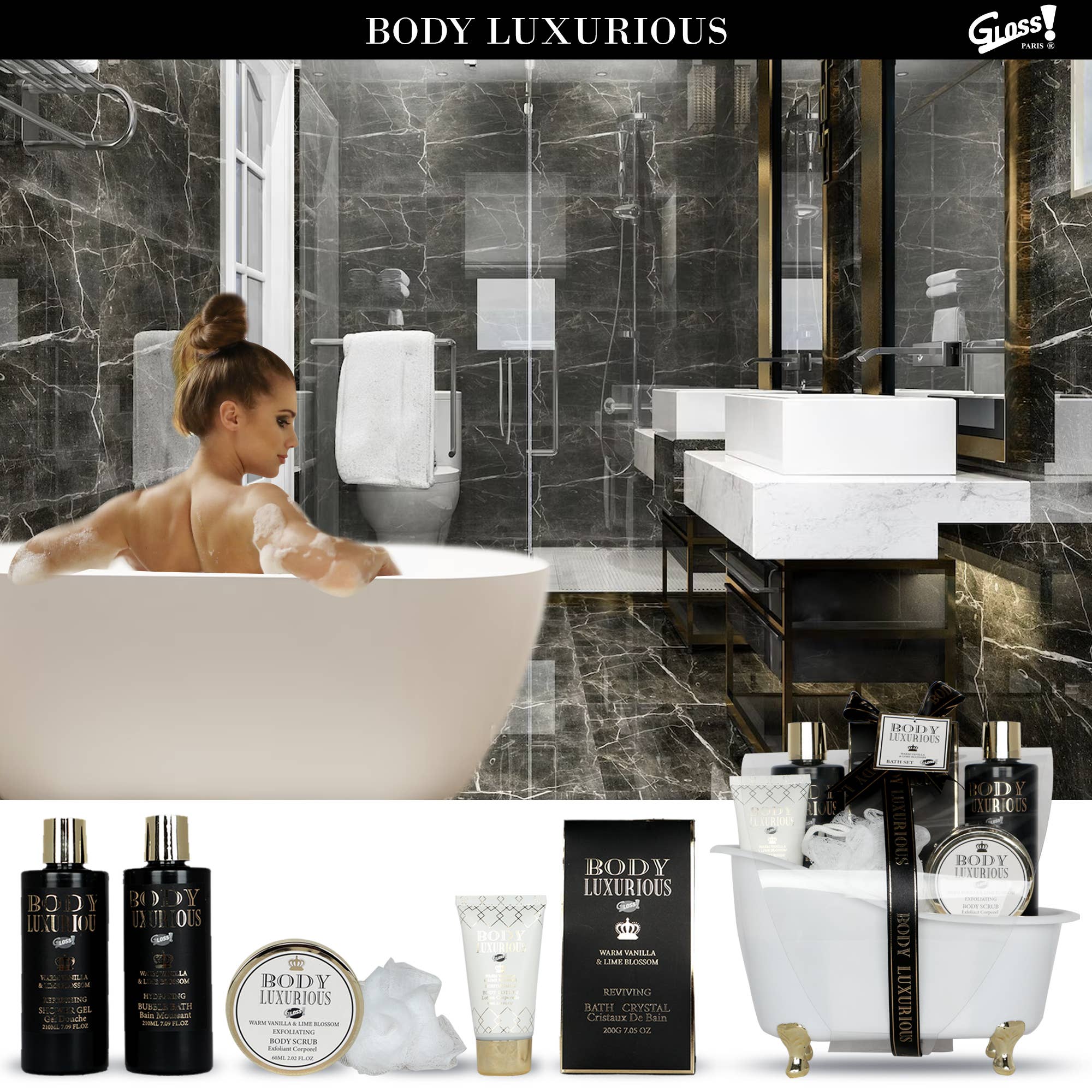 UBM - Wholesale Bath & Body Set - Vanilla linden fragrance bath set - 6pcs2