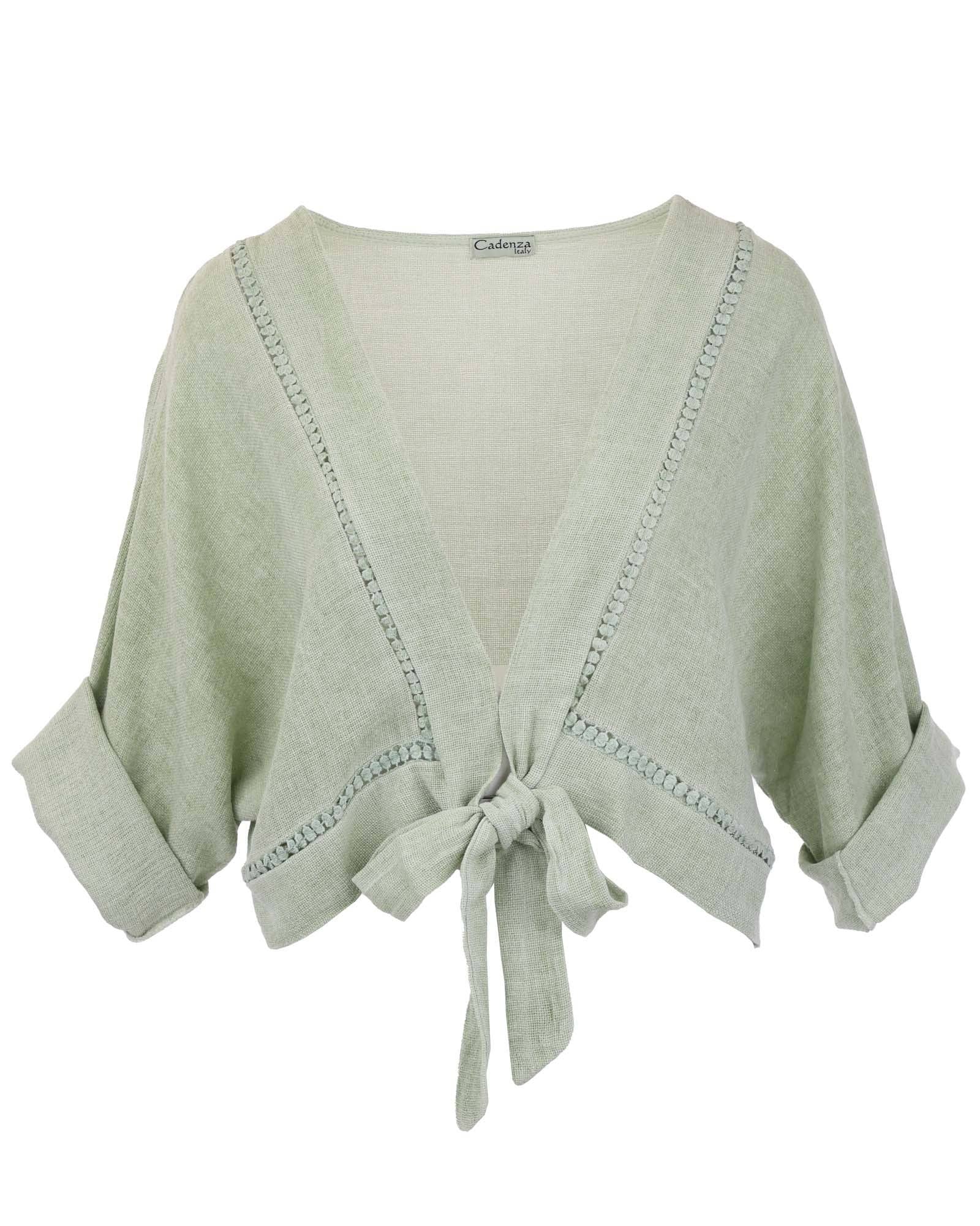 Cadenza Italy Ltd - Wholesale Jacket - Women's - Linen and Cotton Blend Tie Front Jacket3