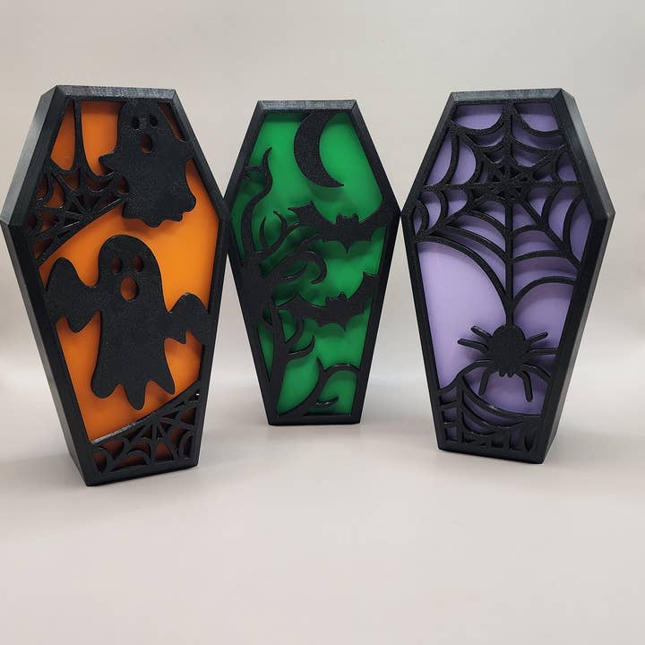 Mini Coffins, LED Coffins, Halloween Fairy Lights for wholesale by Crafty Wood Studios