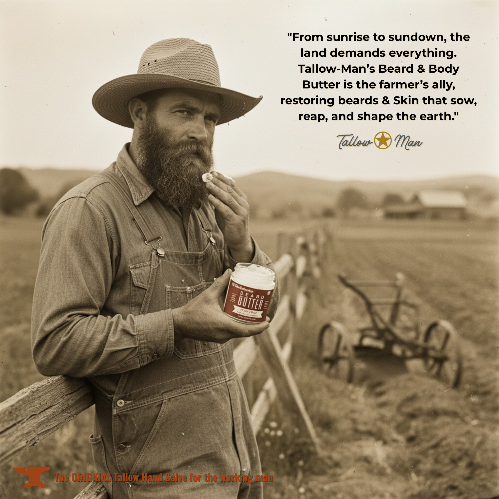 May's Market @ TLM - Wholesale Beard Styling Product - Tallow Man Old Time Barbershop Beard + Body Butter | Men's Grooming | Grass-Fed Tallow | 9oz2