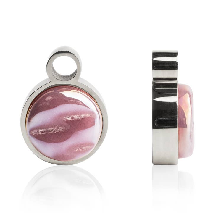 Hoop earrings • silver/quartz pink for wholesale by ALEXASCHA