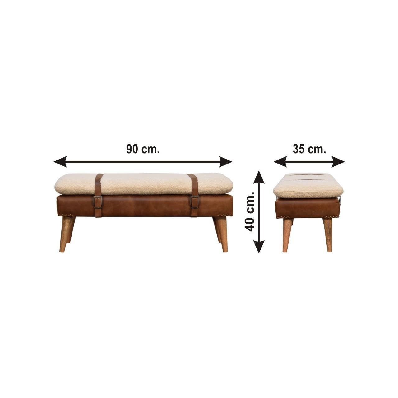Artisan Furniture - Wholesale Bench - Boucle x Buffalo Hide Leather Bench8