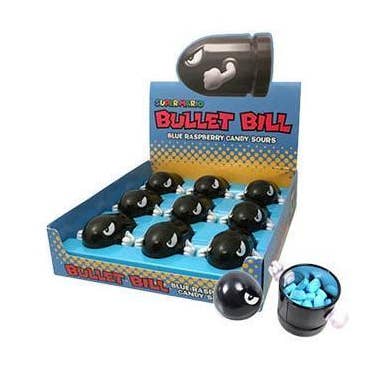 Super Mario Bullet Bill Blue Raspberry Candy Sours (17g) 9ct for wholesale by Pops Distro Inc