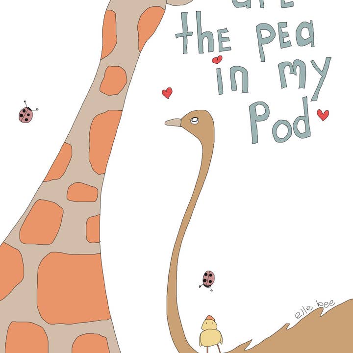 “You are the Pea in my Pod” greeting card for wholesale by Elle Bee Art Studio
